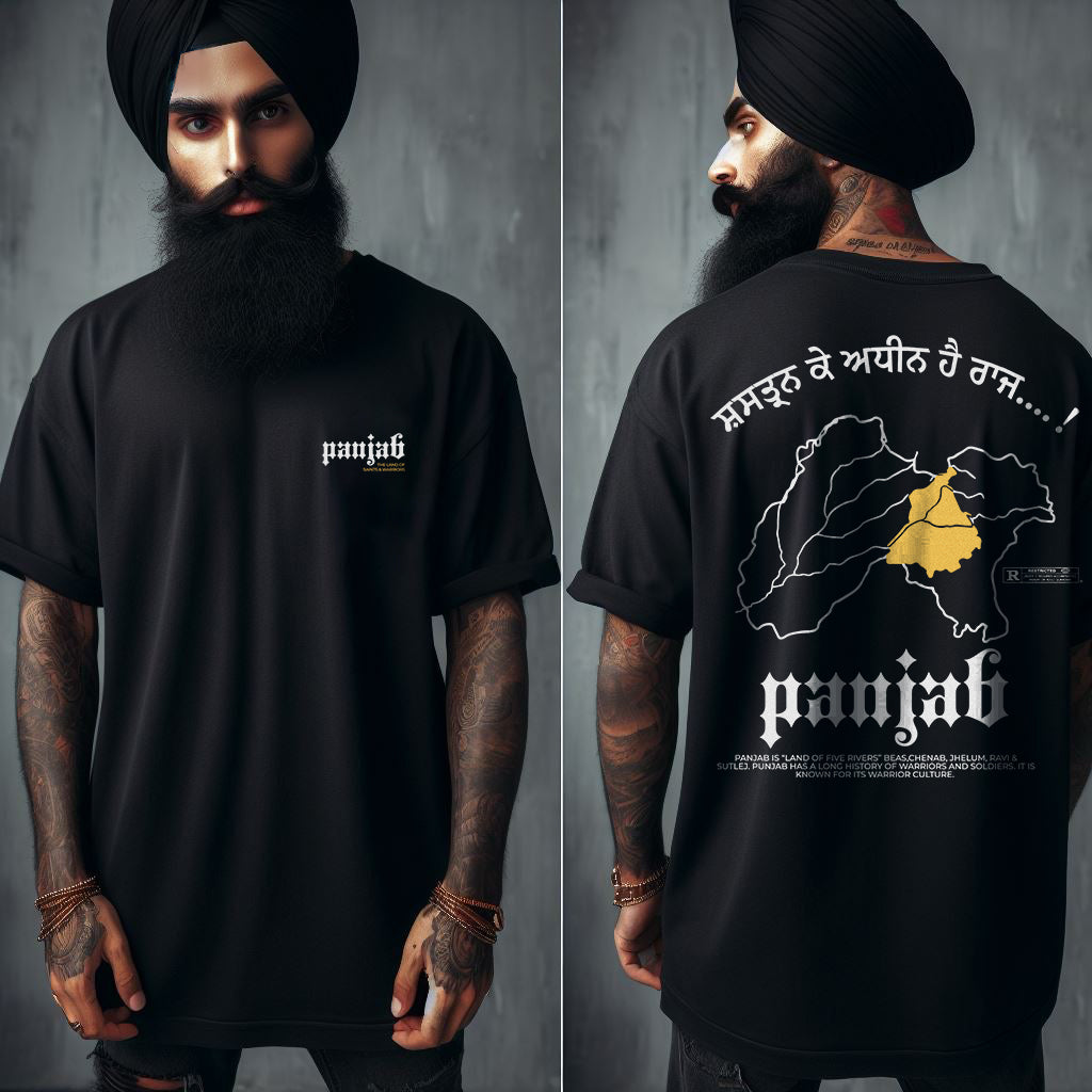 Panjab Black Oversized T Shirt