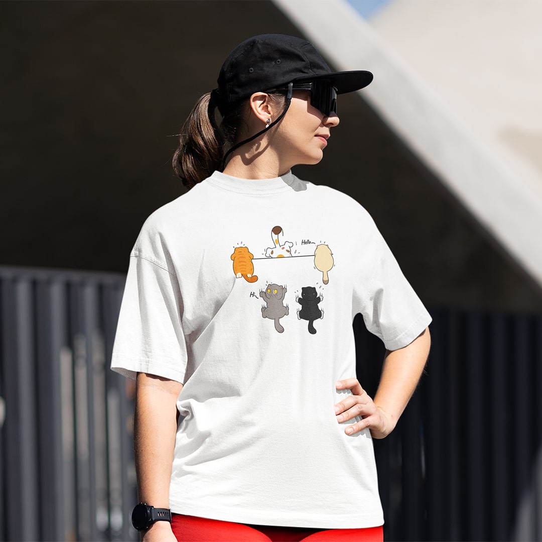 Cats Hanging T-shirt - Buy Slogan Printed T-Shirt For Women India