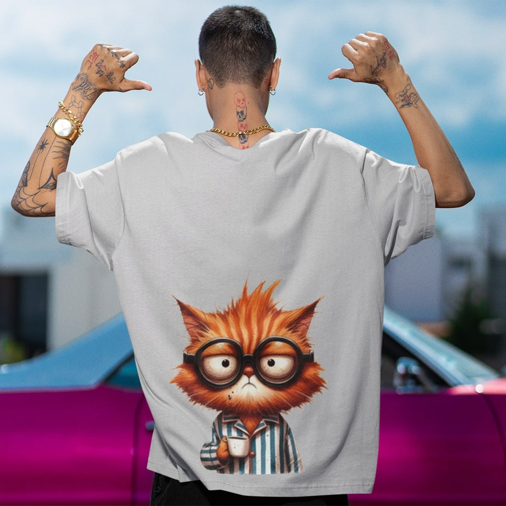 Cat Print Oversized T Shirt