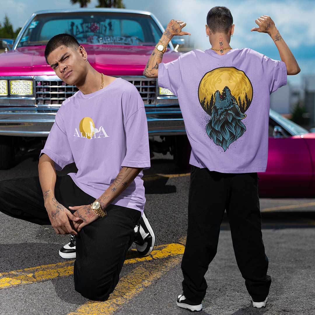 Alpha Wolf lavender Oversized T Shirt