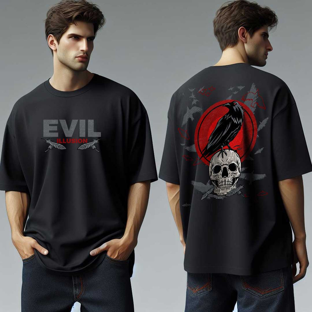 Evil Illusion Black Oversized T Shirt