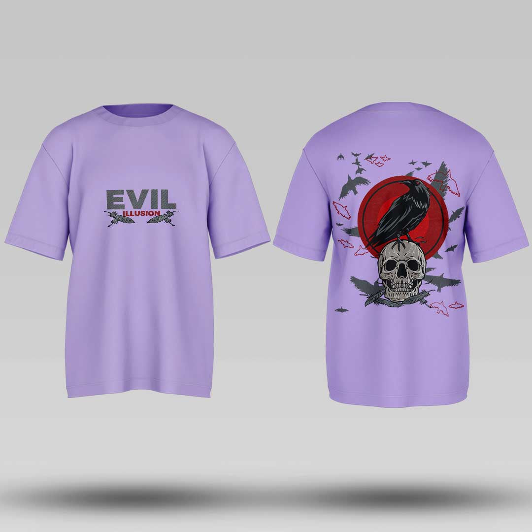 Evil Illusion Lavender Oversized T Shirt