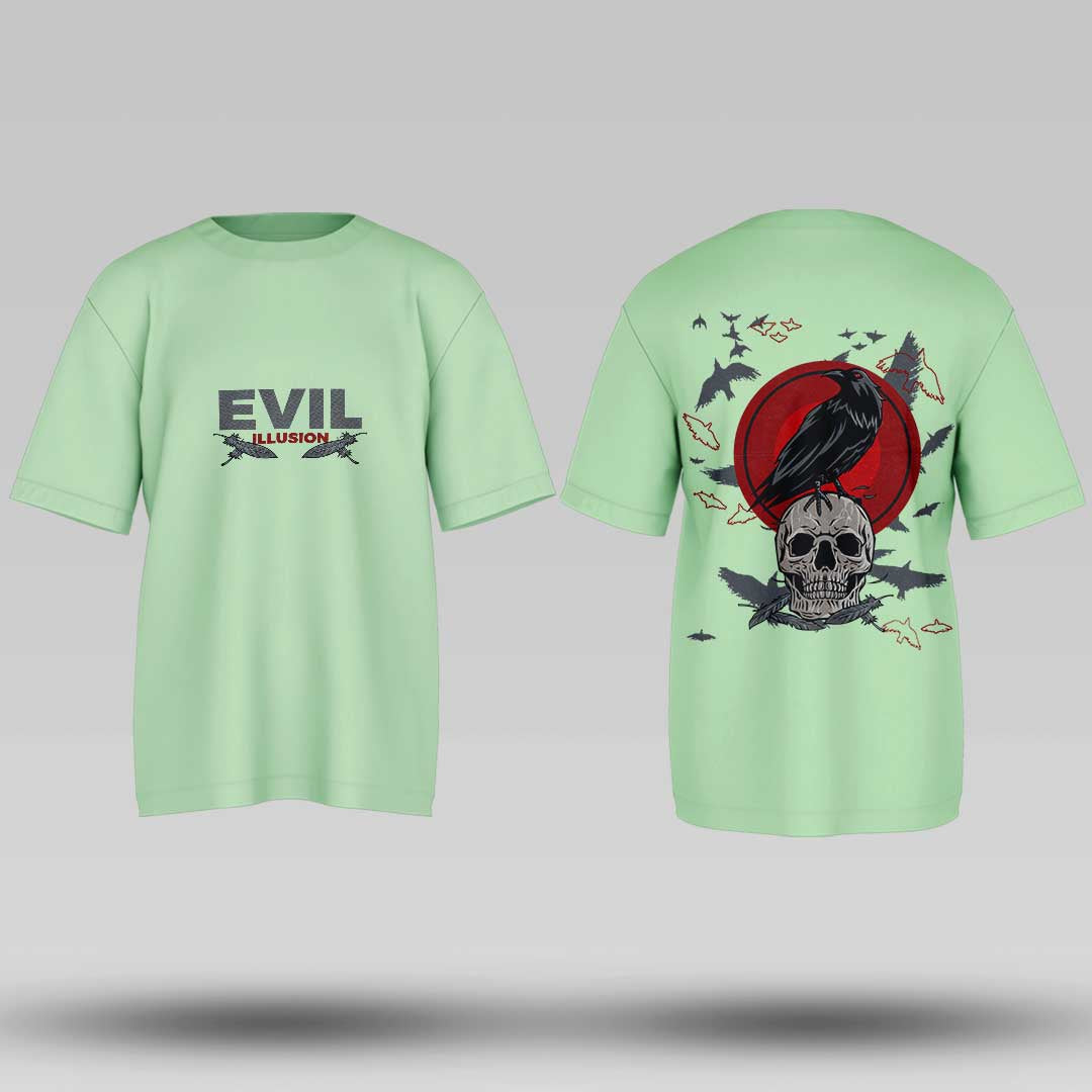 Evil Illusion Mint Green Oversized T Shirt
