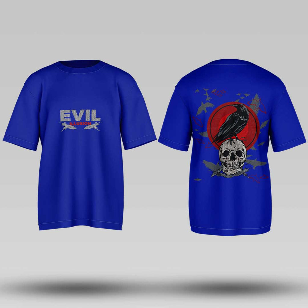 Evil Illusion Royal Blue Oversized T Shirt