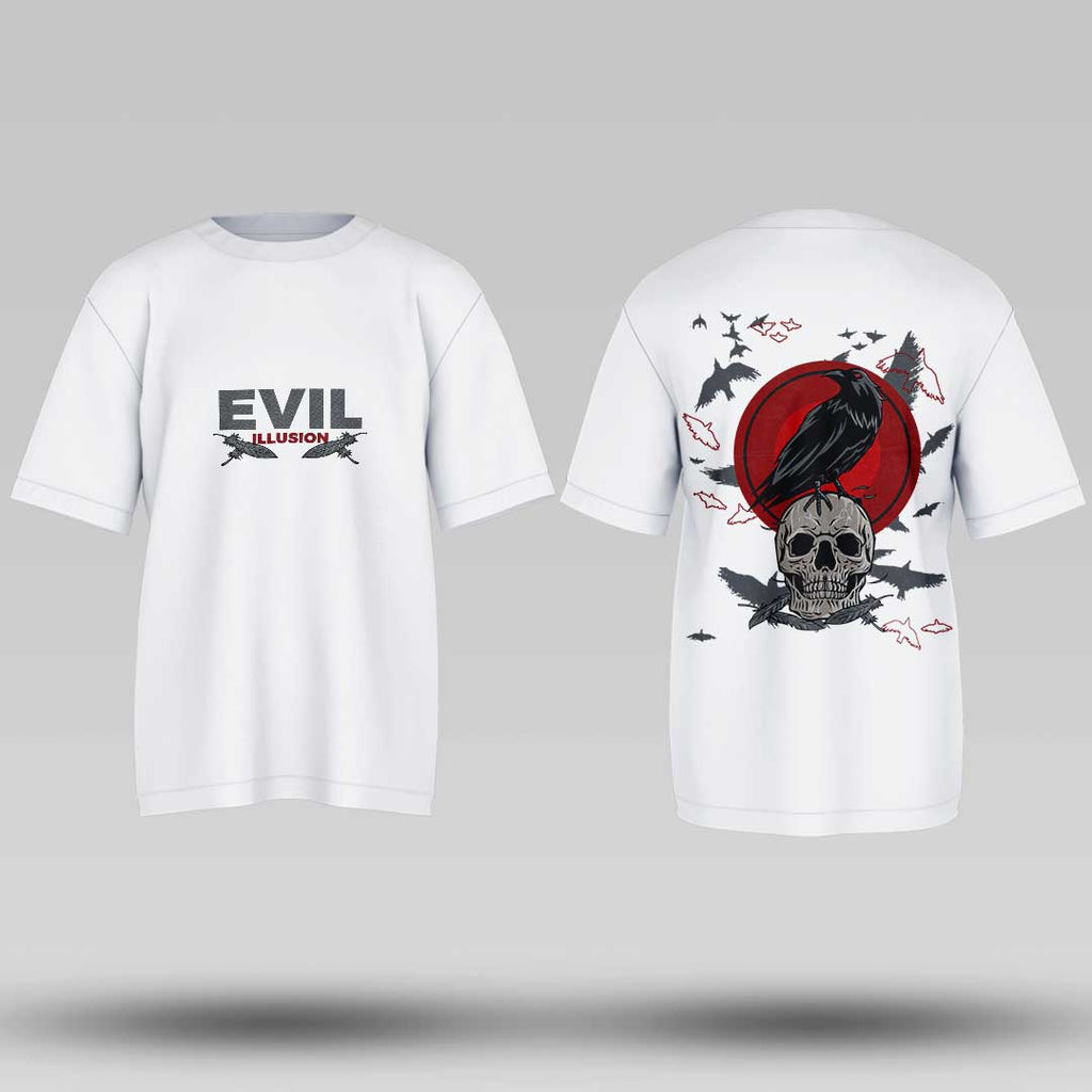 Evil Illusion Oversized White T Shirt