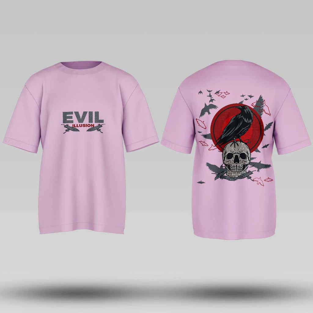 Evil Illusion Lilac Oversized T Shirt