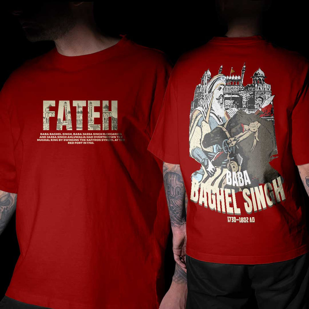 Baba Baghel Singh Maroon Oversized T Shirt