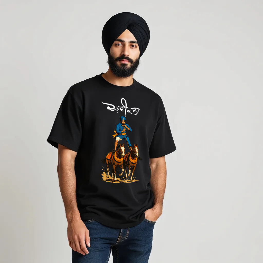Chardikala Horse Riding Oversized T Shirt