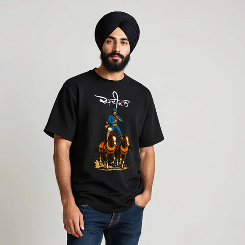 Chardikala Horse Riding Oversized T Shirt