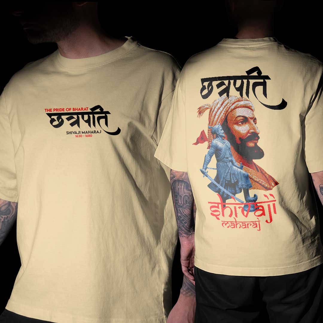 Chatrapati Shivaji Maharaj Beige Oversized T Shirt