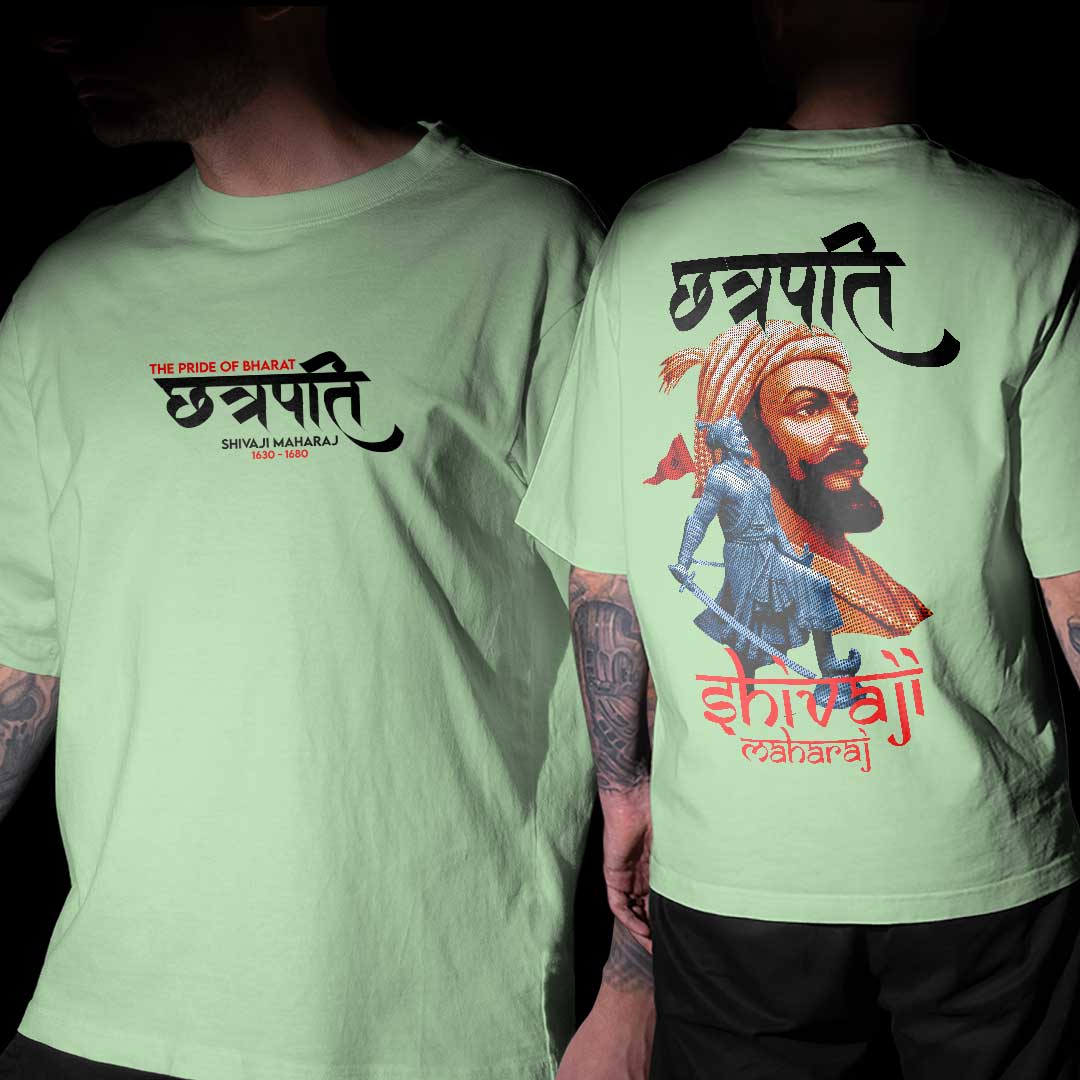 Chatrapati Shivaji Maharaj Mint green Oversized T Shirt