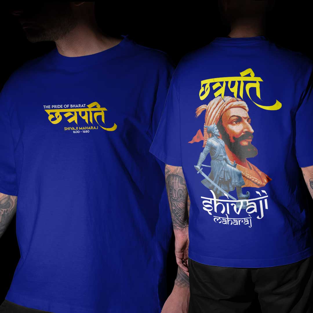 Chatrapati Shivaji Maharaj Royal Blue Oversized T Shirt