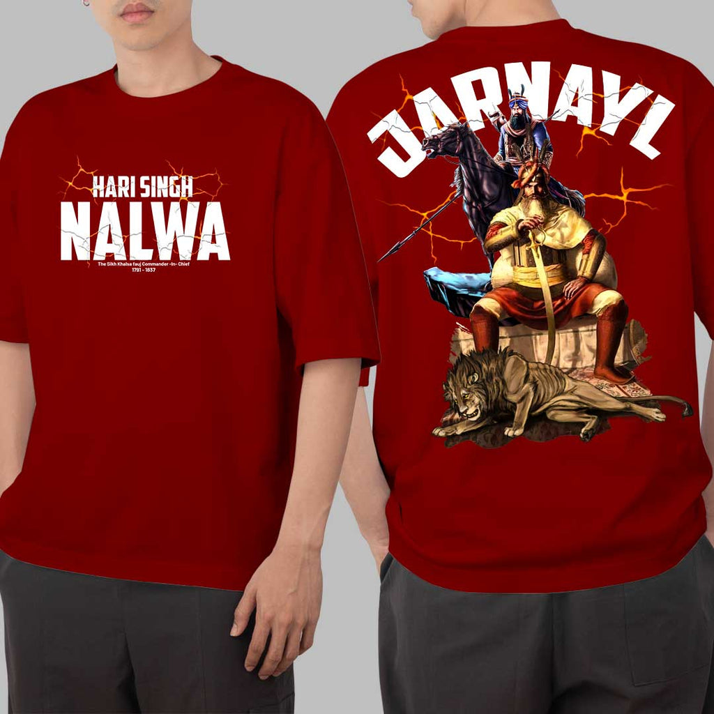 Hari Singh Nalwa Maroon Oversized T Shirt