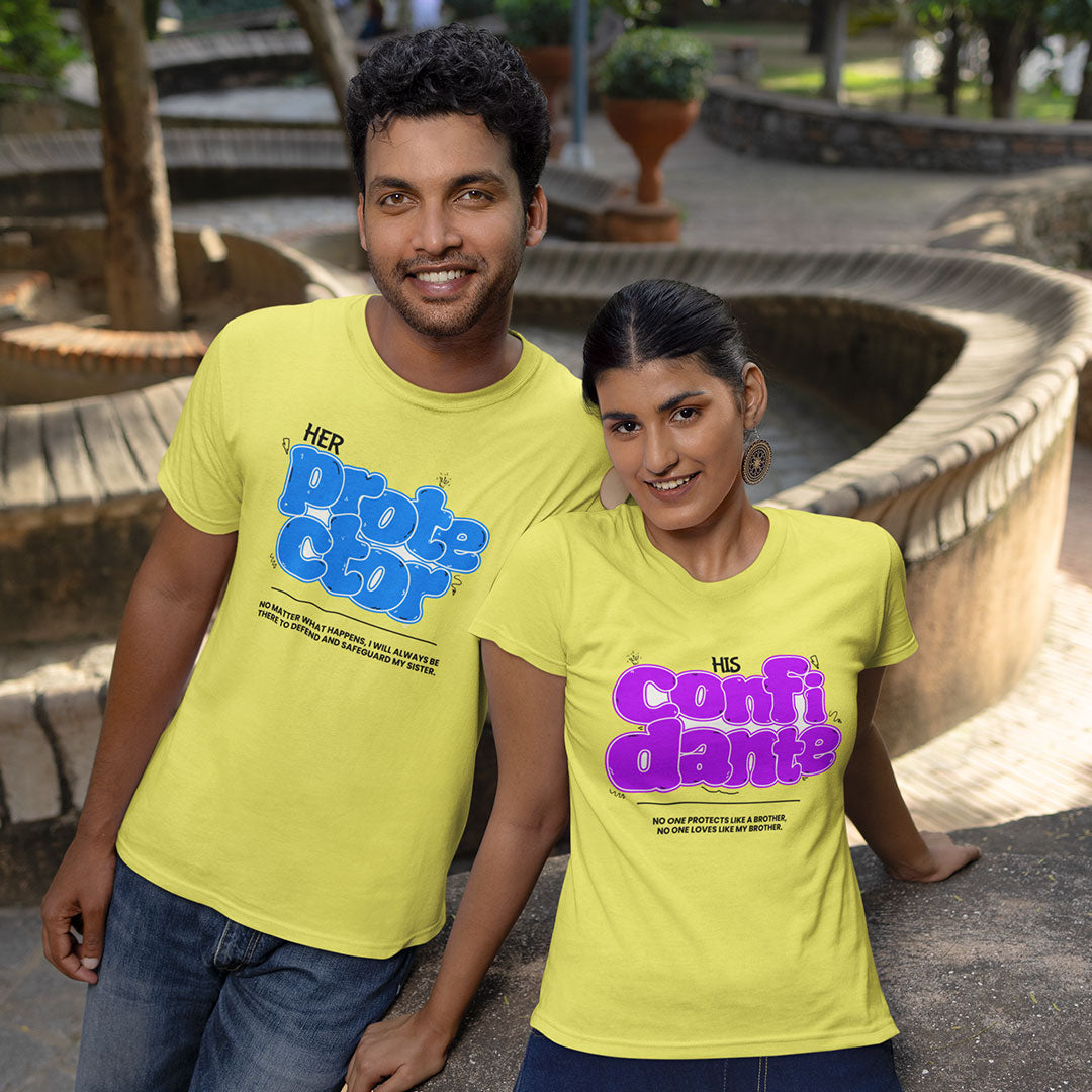 Her Protector His Confidante Rakhi T Shirt for Brother and Sister