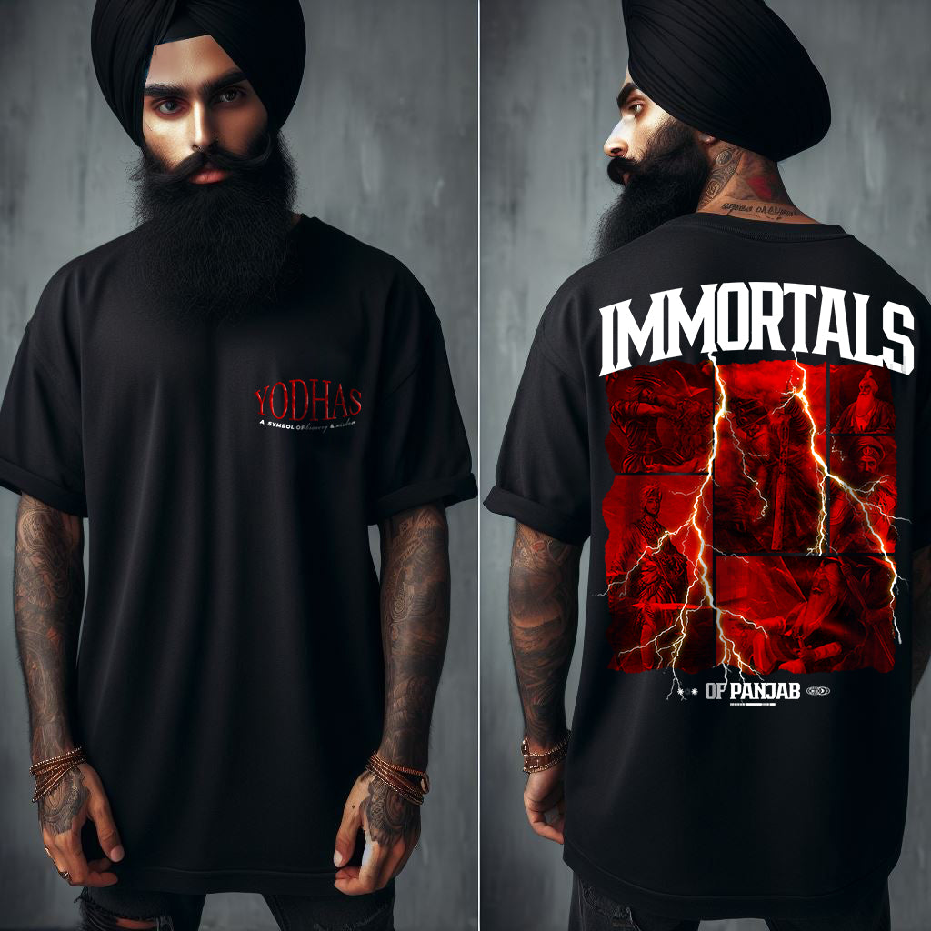 Immortal Of Panjab Black Oversized T Shirt