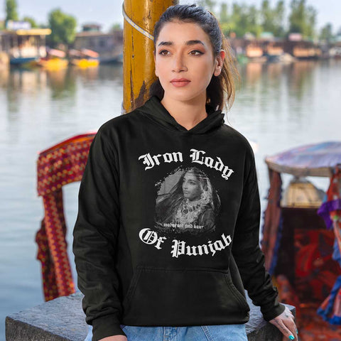 Maharani Jind Kaur Iron Lady Of Punjab Black Women Hoodie