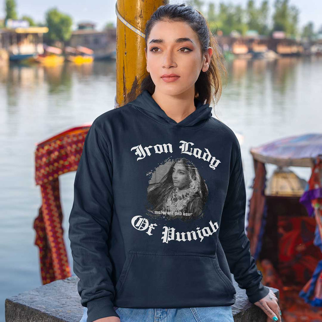 Maharani Jind Kaur Iron Lady Of Punjab Blue Women Hoodie