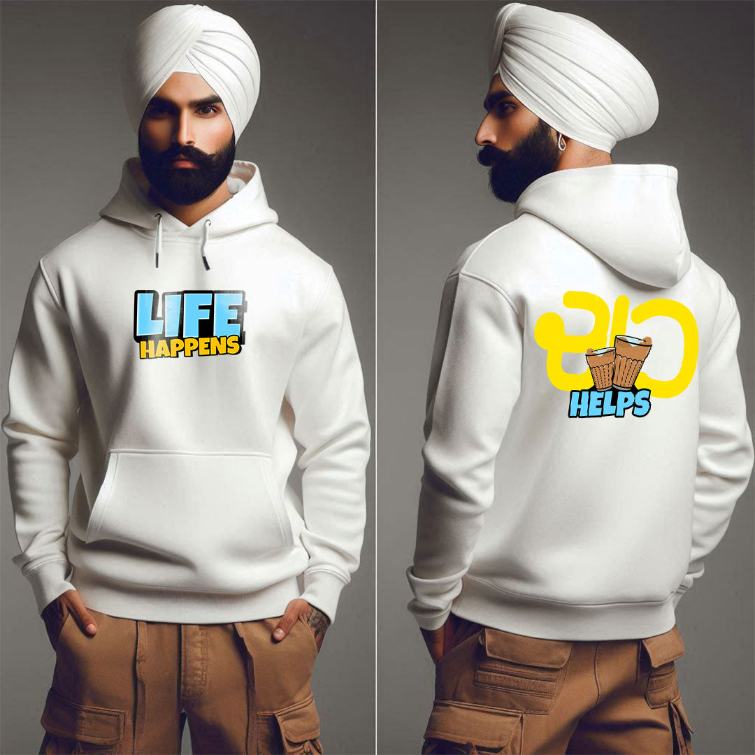 Life Happens Cha Helps Men Punjabi Hoodie