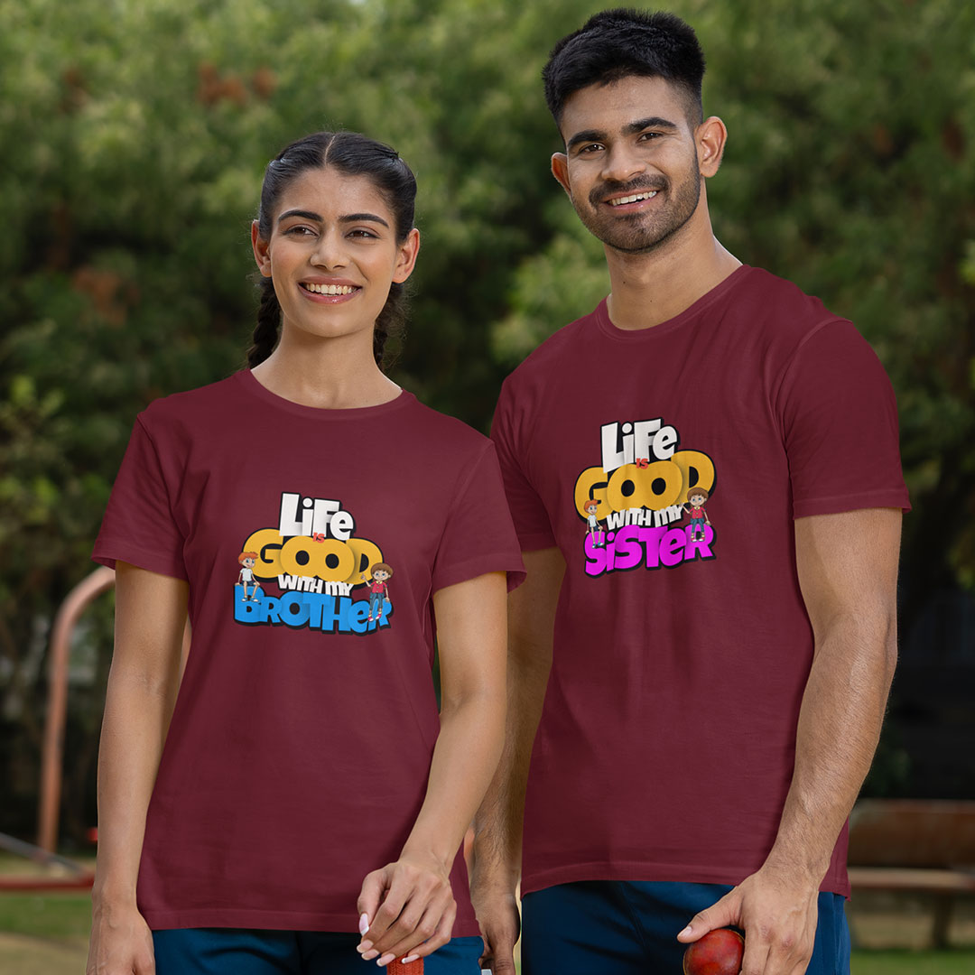 Life Is Good Rakhi T Shirt for Brother and Sister