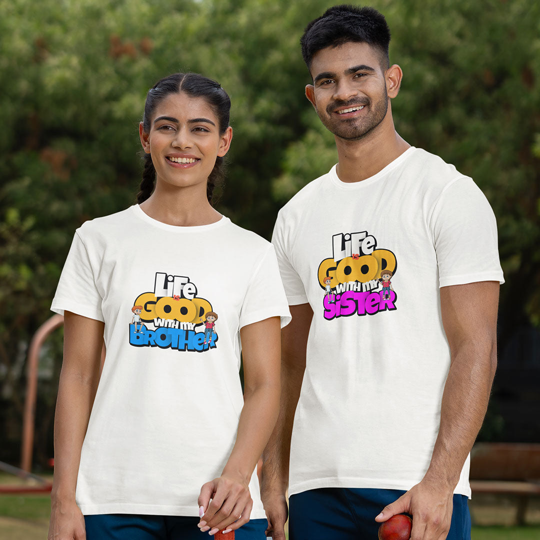 Life Is Good Rakhi T Shirt for Brother and Sister