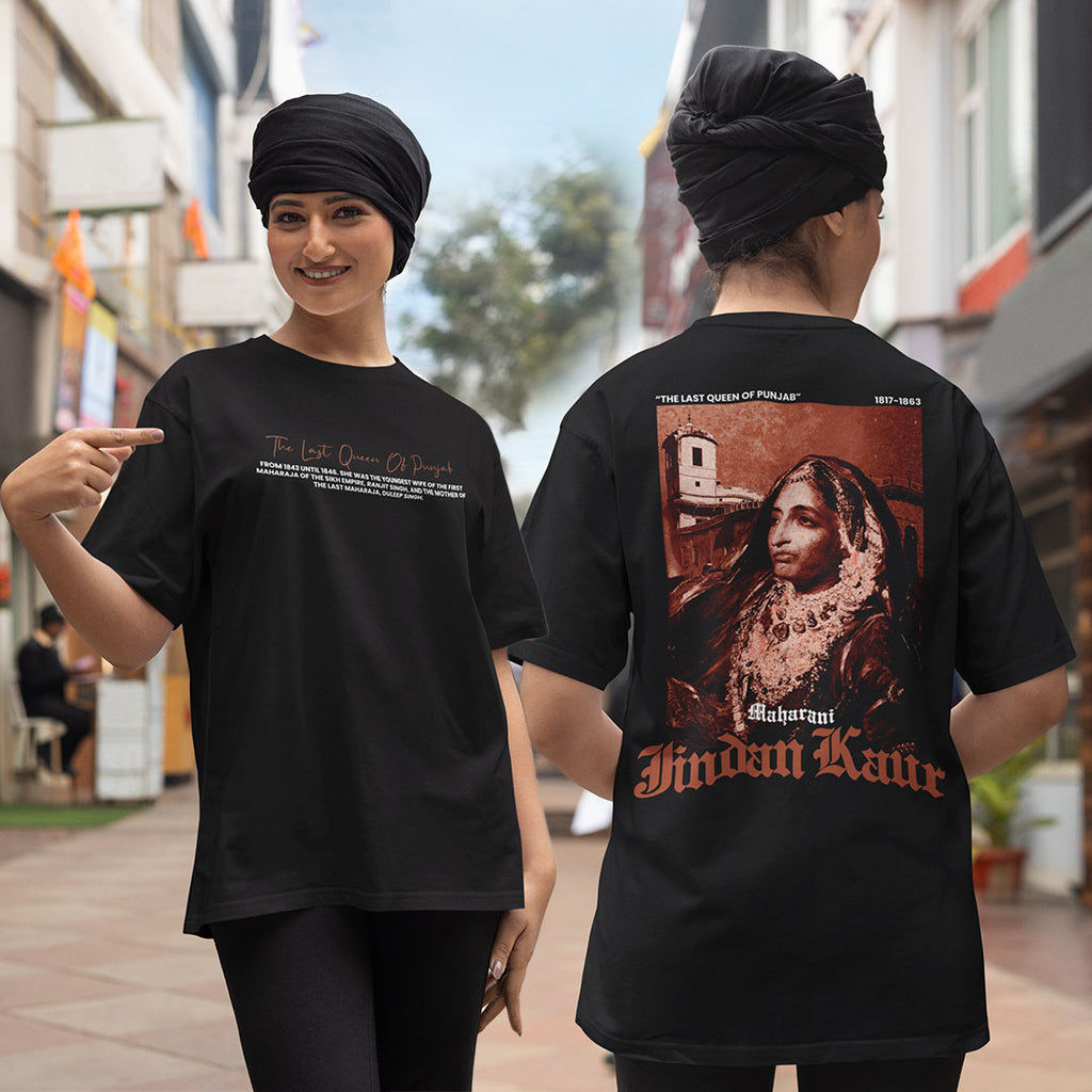 Maharani Jindan Kaur Women Black Oversized T Shirt