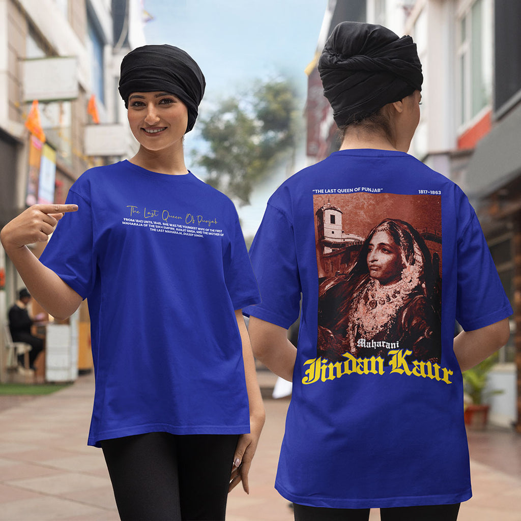 Maharani Jindan Kaur Women Royal Blue Oversized T Shirt