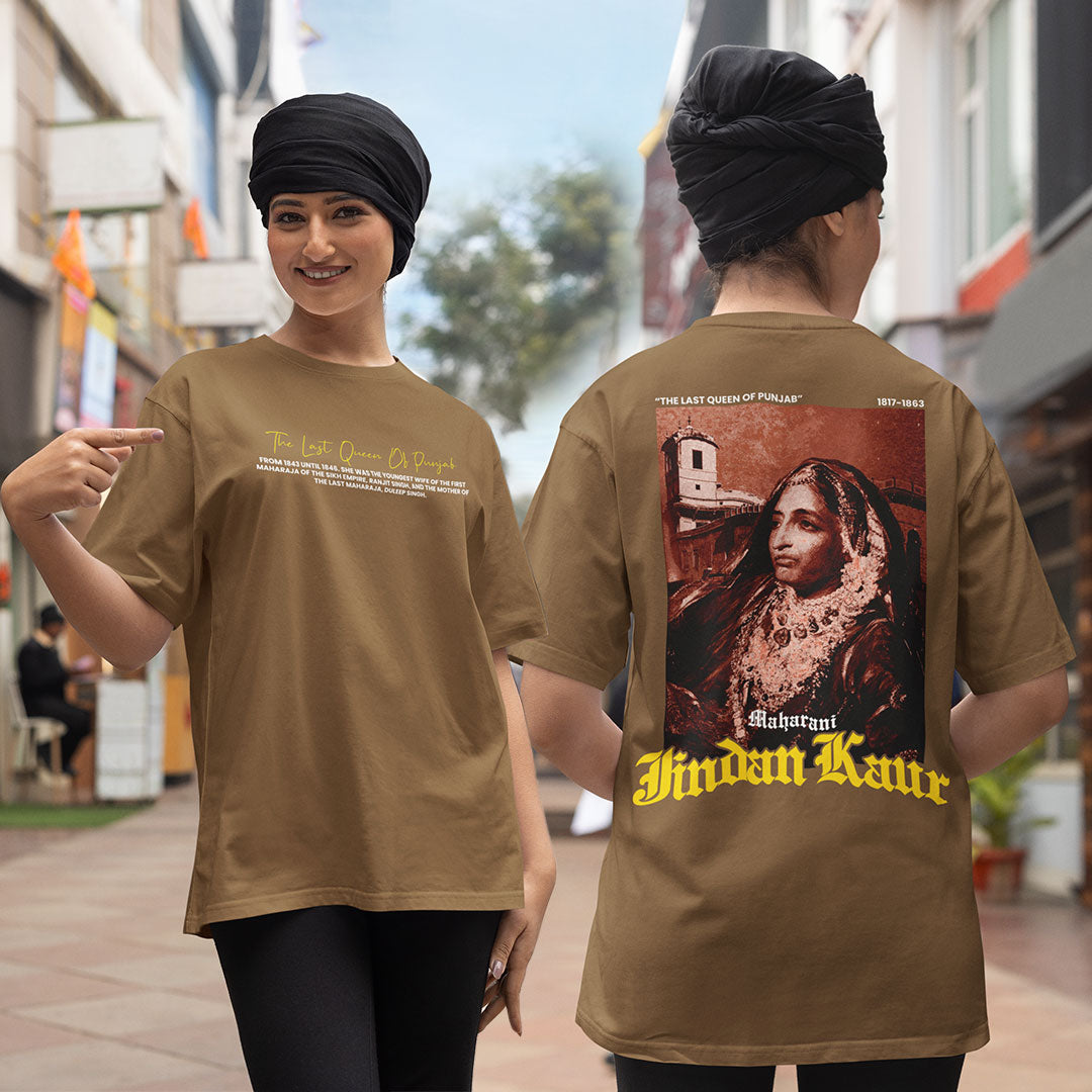 Maharani Jindan Kaur Women Coffee Brown Oversized T Shirt