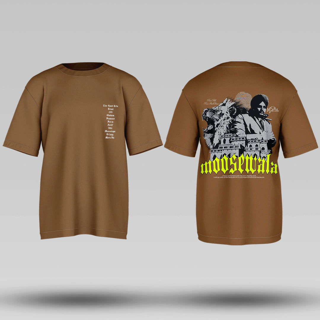 Legend Moose Wala Coffee brown Oversized T Shirt