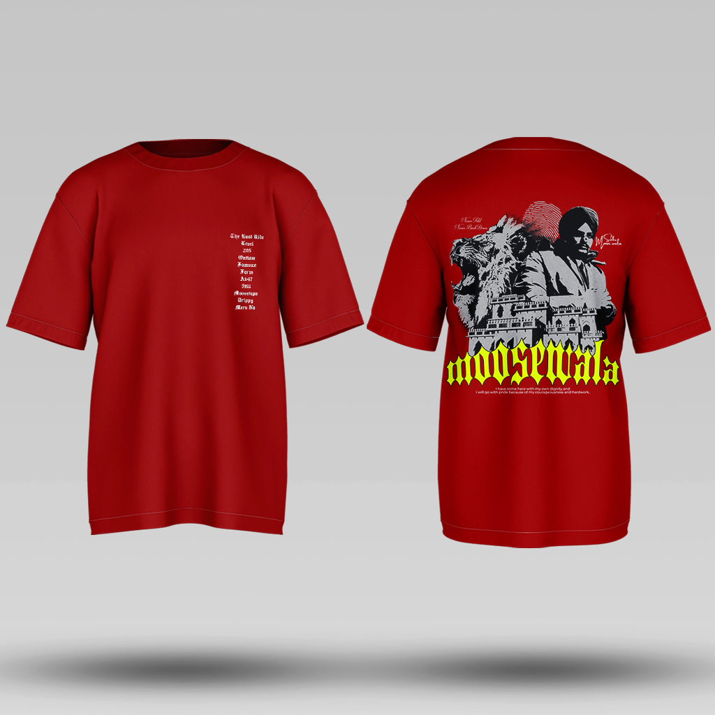 Legend Moose Wala Maroon Oversized T Shirt