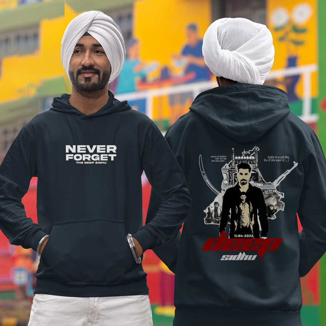 Never Forget Deep Sidhu Men Punjabi Hoodie