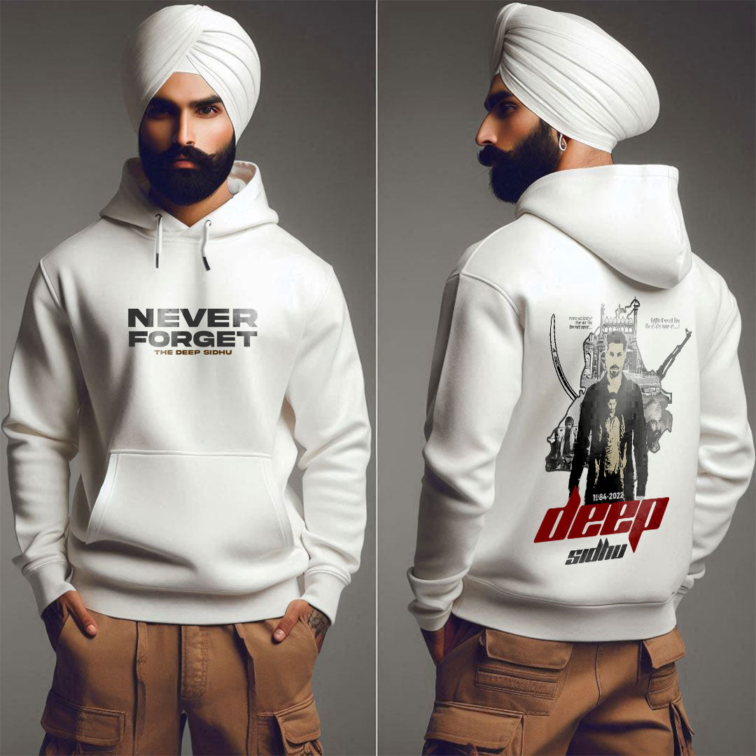 Never Forget Deep Sidhu Men Punjabi Hoodie