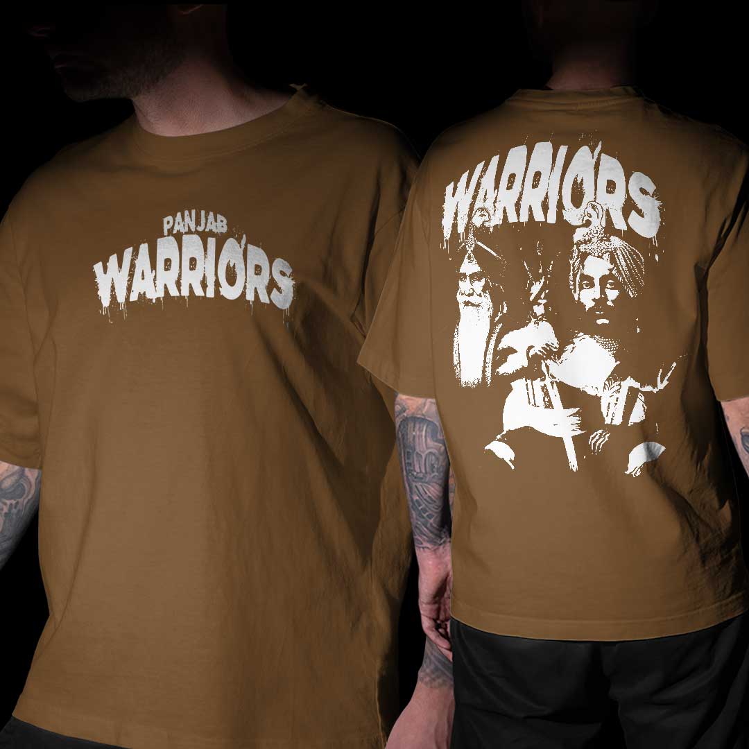 Panjab Warriors Men Coffee Brown Oversized T Shirt
