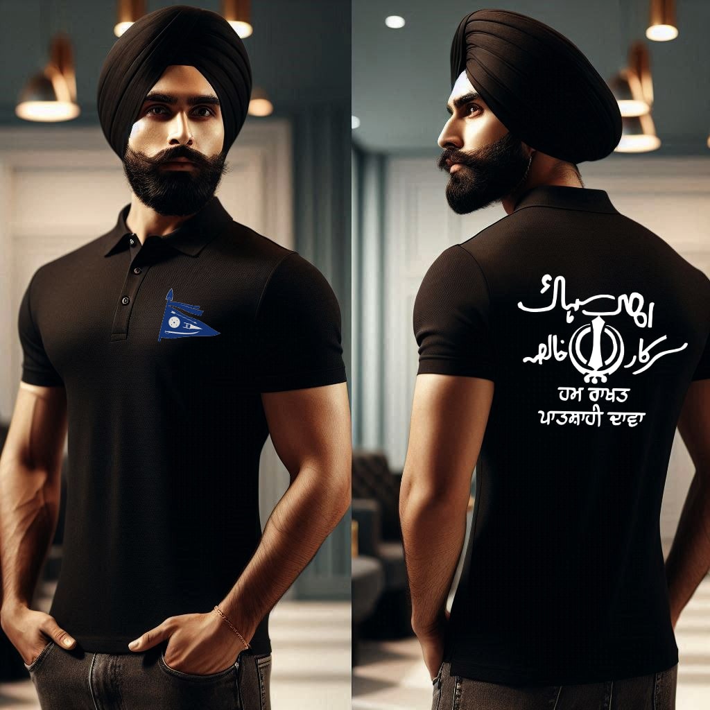Khalsa Flag - Hum Rakhat Patshahi Dawa Collar T Shirt