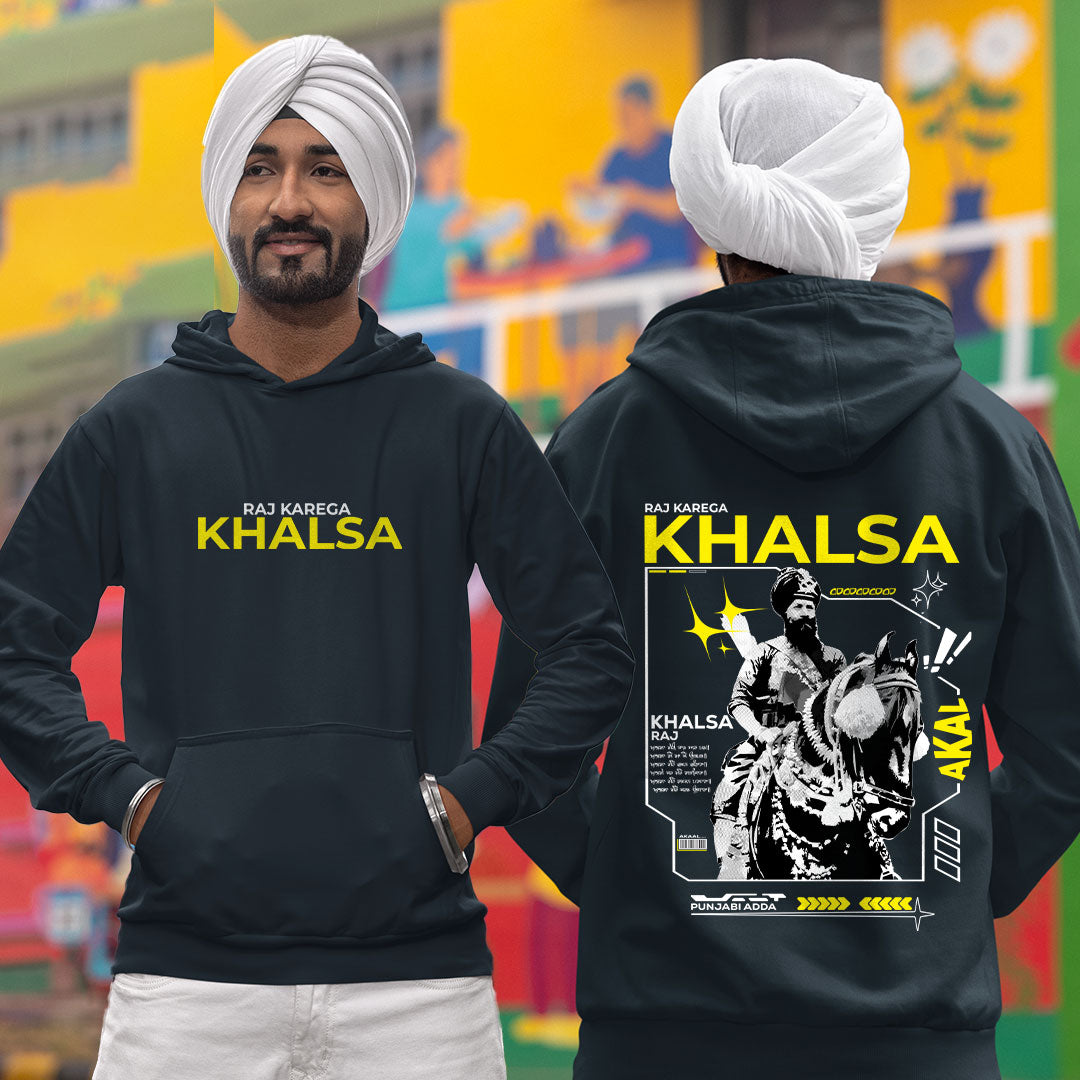 Raj Karega Khalsa Men Punjabi Hoodie