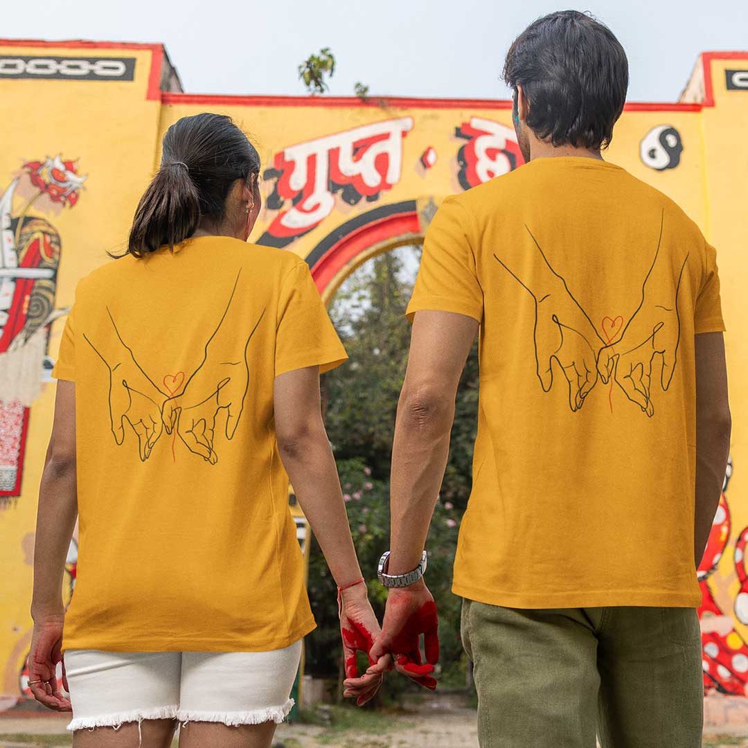 Tic Tac Toe Golden Yellow Couple T Shirt 