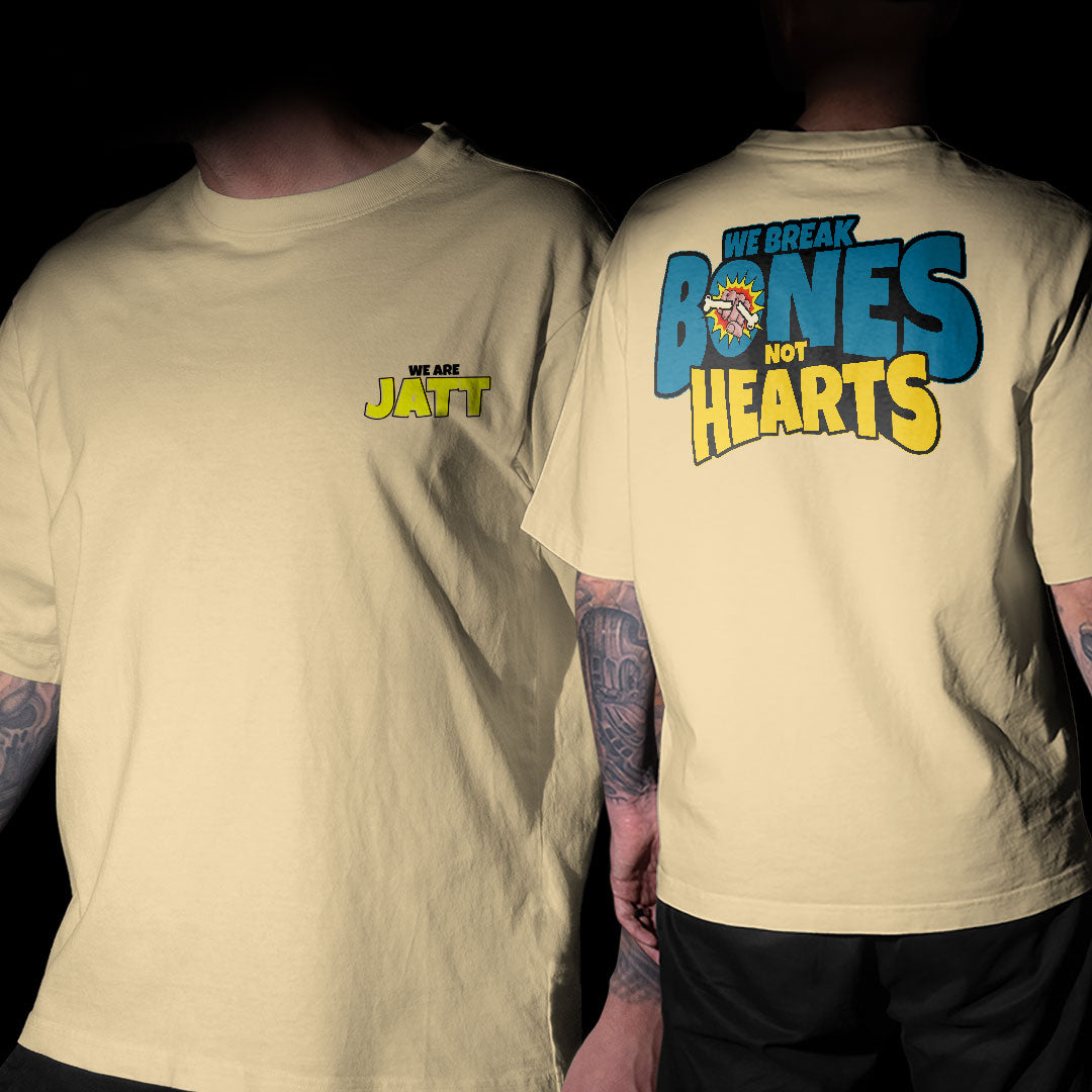 We Are Jatt Break Bones Not Heart Punjabi Beige Oversized T Shirt