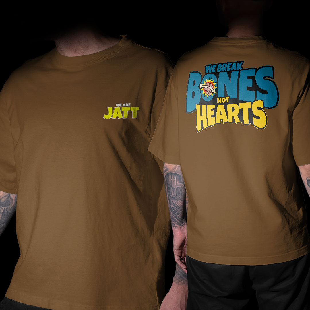 We Are Jatt Break Bones Not Heart Punjabi Coffee Brown Oversized T Shirt