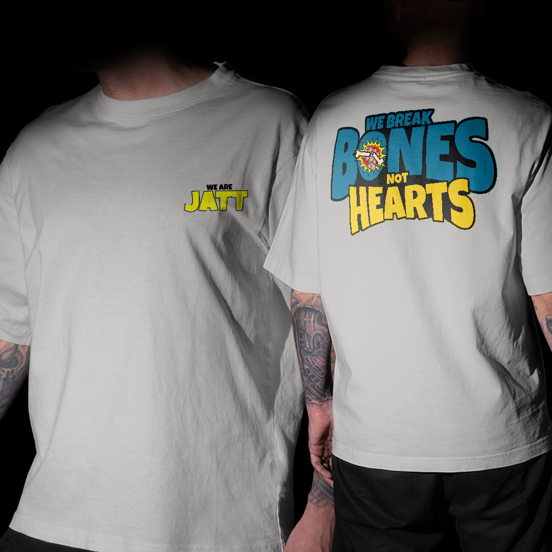 We Are Jatt Break Bones Not Heart Punjabi Grey Oversized T Shirt