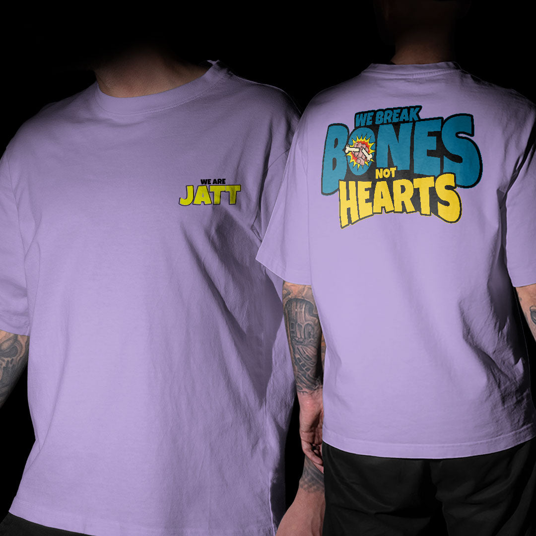 We Are Jatt Break Bones Not Heart Punjabi Lavender Oversized T Shirt