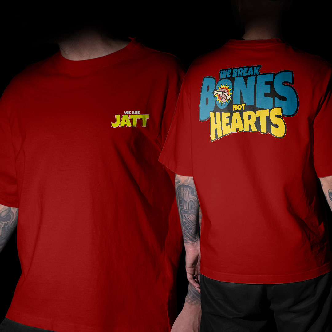 We Are Jatt Break Bones Not Heart Punjabi Maroon Oversized T Shirt