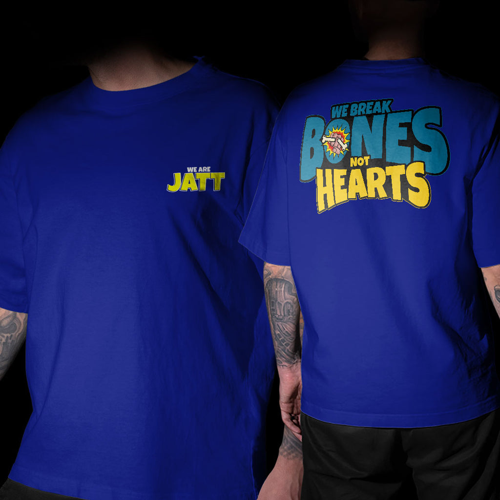 We Are Jatt Break Bones Not Heart Punjabi Blue Oversized T Shirt