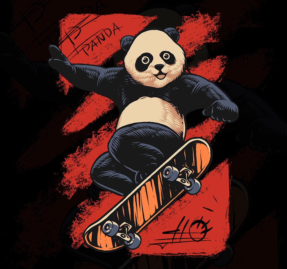 Panda - Men Graphic Lycra T-Shirt