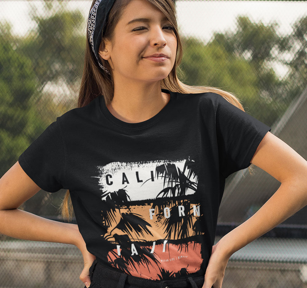 California - Women Lycra Graphic T-Shirt