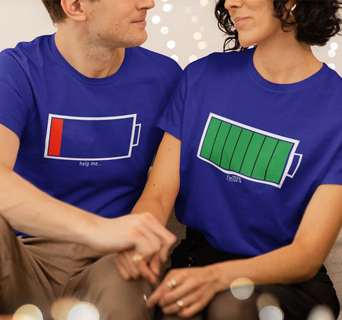 Mobile Battery Couple T Shirts