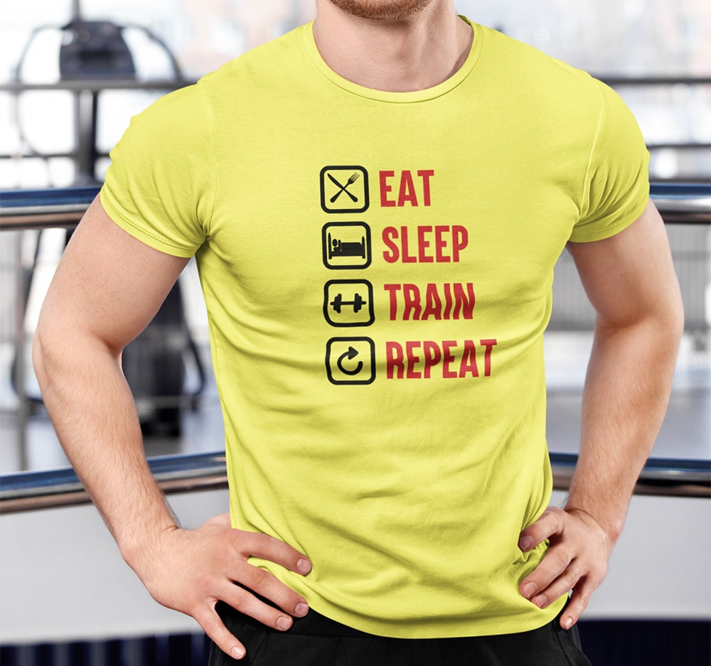 EAT Sleep Train Repeat Gym T Shirt