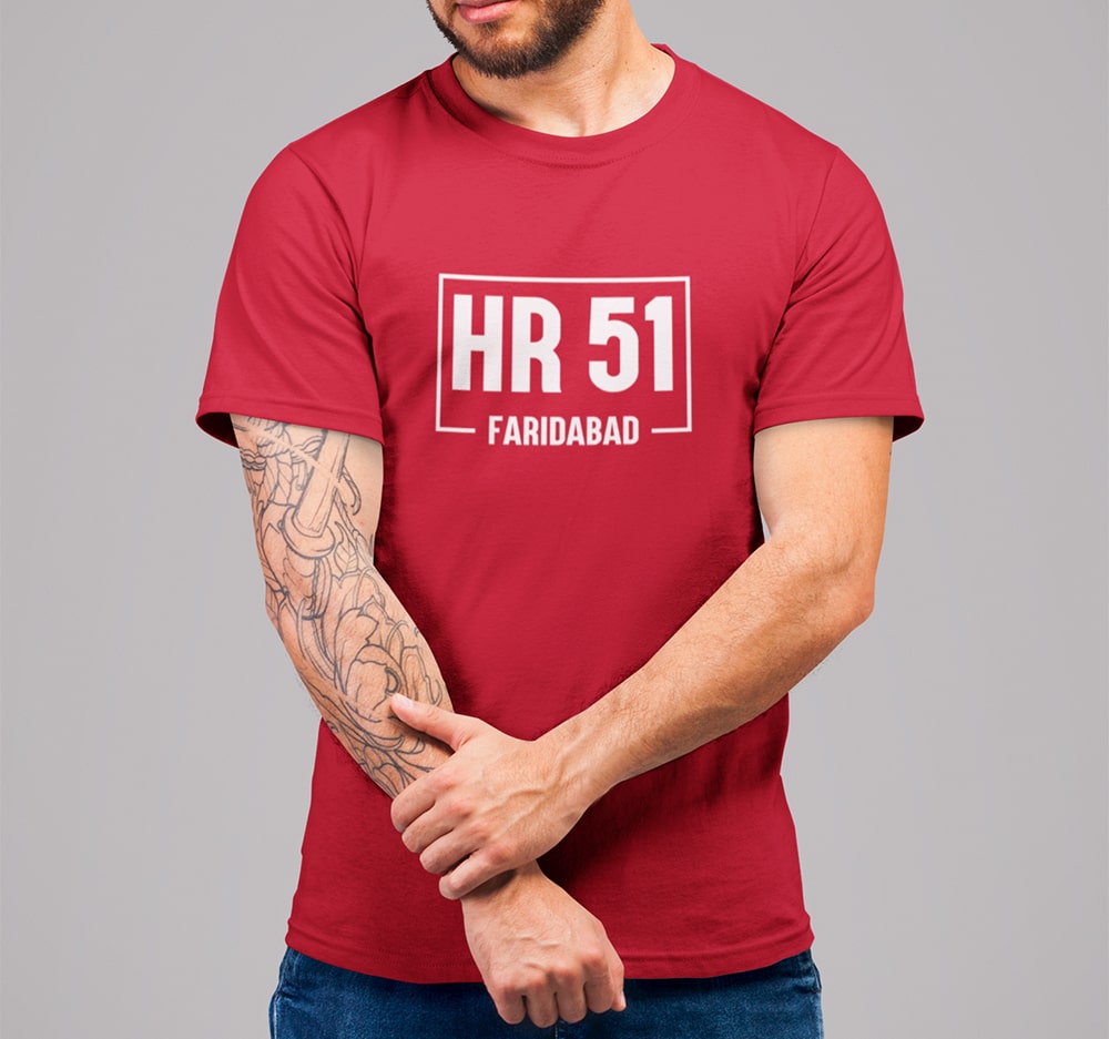 Faridabad HR 51 RTO Code T Shirts Haryanvi Printed T Shirt For Men faridabad-hr-51-rto-code-t-shirts-haryanvi-printed-t-shirt-for-men