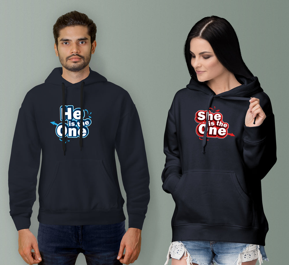 She Is One He Is One Couple Hoodies