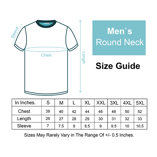 Round Neck Size Chart T Shirt