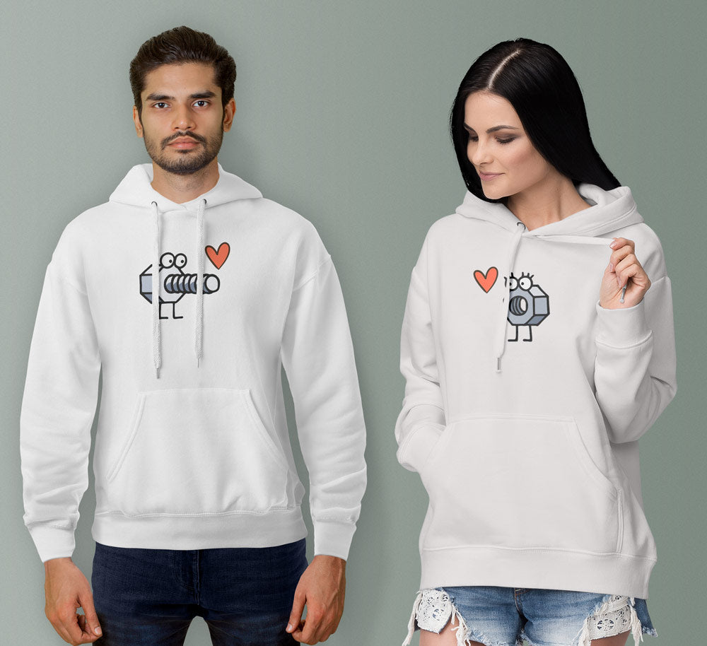 Nut And Bolt Couple Hoodies