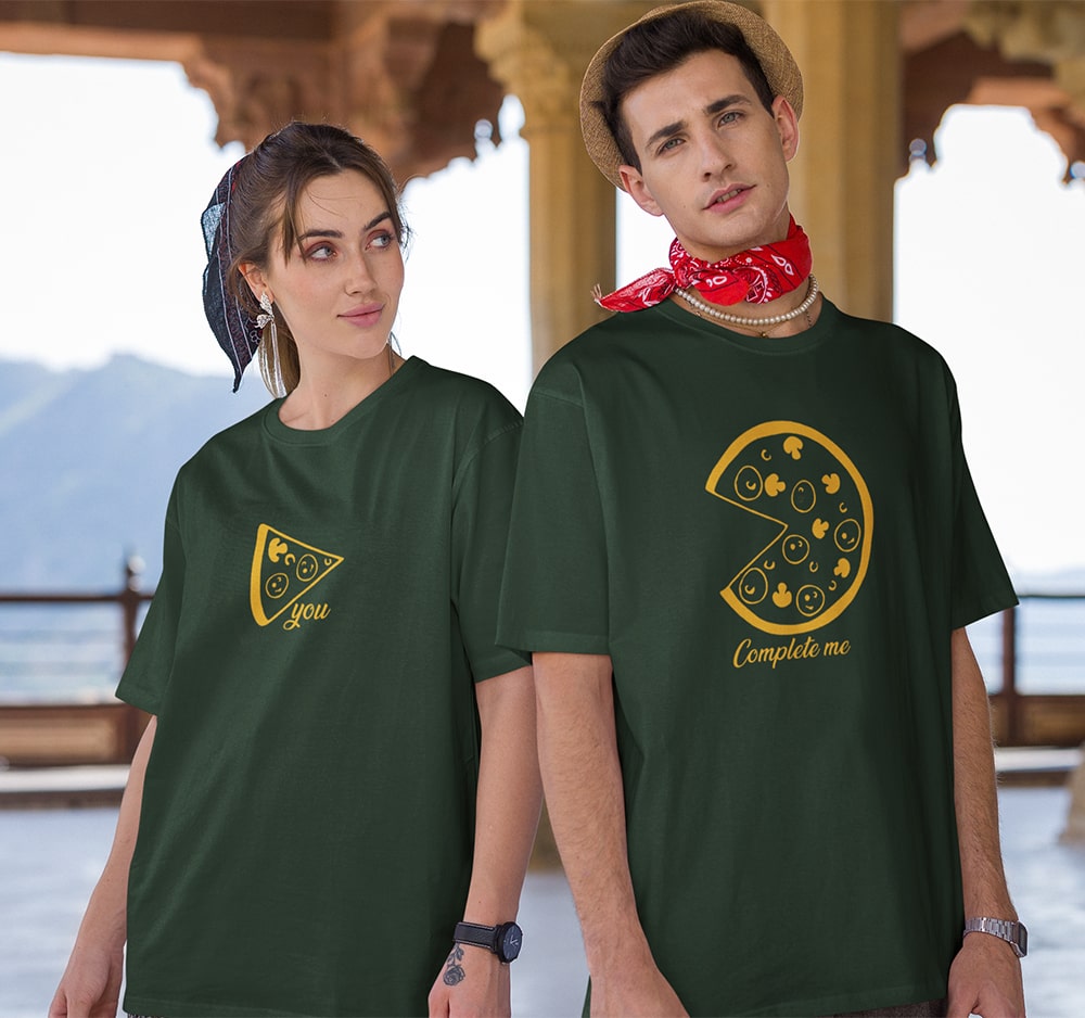 Pizza Slice Couple T Shirts